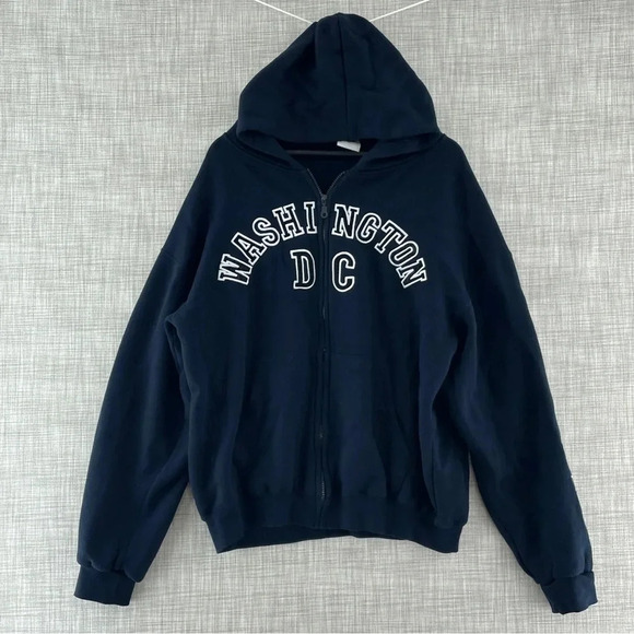 American Flag Men's Size XL Washington DC Full Zip Long Sleeve Hoodie 9505 - Picture 1 of 8